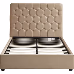 Madison 5' King Size Bed Fawn Velvet Fabric