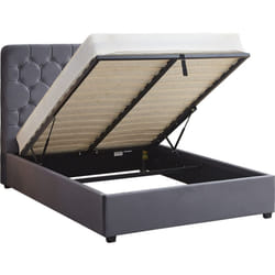 Madison Ottoman 5' King Size Bed Grey Velvet Fabric
