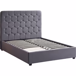 Madison Ottoman 5' King Size Bed Grey Velvet Fabric