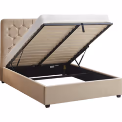 Madison Ottoman 5' King Size Bed Fawn Velvet Fabric