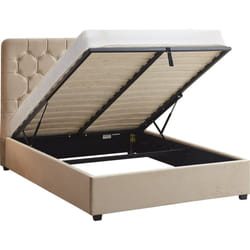 Madison Ottoman 5' King Size Bed Fawn Velvet Fabric