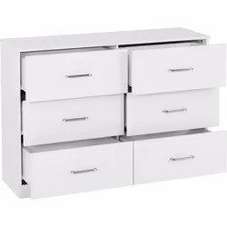 Dakota 6 Drawer Chest of Drawers White Metal Drawer Runners and Handles