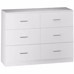 Dakota 6 Drawer Chest of Drawers White Metal Drawer Runners and Handles