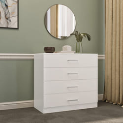 Dakota 4 Drawer Chest of Drawers White Metal Drawer Runners and Handles