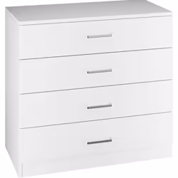Dakota 4 Drawer Chest of Drawers White Metal Drawer Runners and Handles