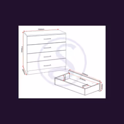 Dakota 4 Drawer Chest of Drawers White Metal Drawer Runners and Handles