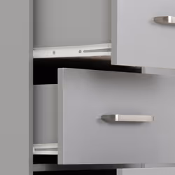Dakota 5 Drawer Narrow Chest of Drawers Light Grey Metal Drawer Runners Handles