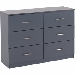 Dakota 6 Drawer Chest of Drawers Dark Grey Metal Drawer Runners and Handles