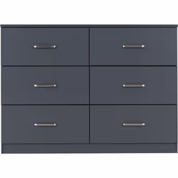 Dakota 6 Drawer Chest of Drawers Dark Grey Metal Drawer Runners and Handles