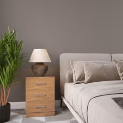 Dakota 3 Drawer Bedside Oak Effect Metal Handles and Drawer Runners