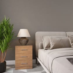 Dakota 3 Drawer Bedside Oak Effect Metal Handles and Drawer Runners