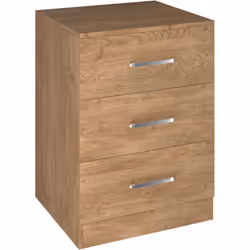 Dakota 3 Drawer Bedside Oak Effect Metal Handles and Drawer Runners