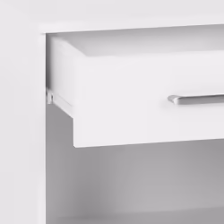 Dakota 1 Drawer Bedside White Metal Drawer Runners and Handles