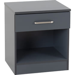 Dakota 1 Drawer Bedside Dark Grey Metal Drawer Runners and Handles