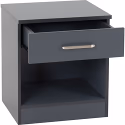 Dakota 1 Drawer Bedside Dark Grey Metal Drawer Runners and Handles