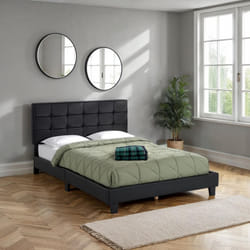 Arran 4'6" Double Bed Black Faux Leather