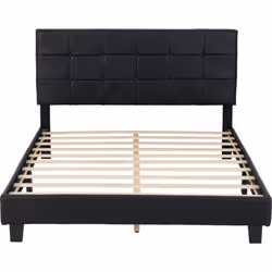 Arran 4'6" Double Bed Black Faux Leather