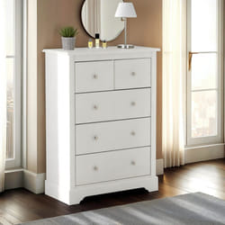 Stratford 3+2 Drawer Chest of Drawers White Shabby chic