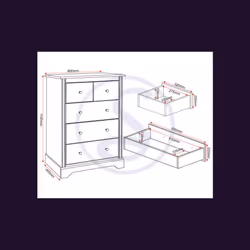 Stratford 3+2 Drawer Chest of Drawers White Shabby chic