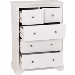 Stratford 3+2 Drawer Chest of Drawers White Shabby chic