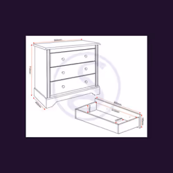 Stratford 3 Drawer Chest of Drawers White Shabby chic