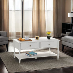 Stratford 2 Drawer Coffee Table White Shabby chic