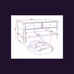 Stratford 2 Drawer Coffee Table White Shabby chic