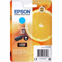 Epson 33 Cyan Oranges, Genuine, Claria Premium Ink, Amazon Dash Replenishment Ready