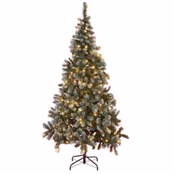 Home 7ft Pre-Lit Oscar Pine Cone Christmas Tree - Green