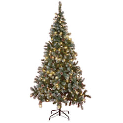 Home 7ft Pre-Lit Oscar Pine Cone Christmas Tree - Green