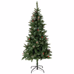 Home 6ft Berry & Cone 180 Light Pre-Lit Christmas Tree - Green
