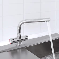 Modern Mono Kitchen Sink Mixer Tap Fixed Spout Chrome Twin Handle Control