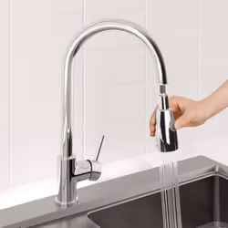 Modern Mono Kitchen Mixer Tap Pull Out Swivel Spout Chrome Single Lever Faucet