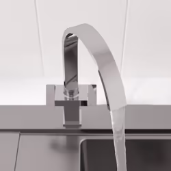 Modern Mono Kitchen Mixer Tap Square Swivel Spout Twin Controls Chrome Faucet