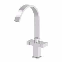 Modern Mono Kitchen Mixer Tap Square Swivel Spout Twin Controls Chrome Faucet
