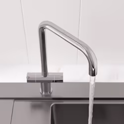 Modern Mono Kitchen Sink Mixer Tap Twin Lever Stick Handles Swivel Chrome Faucet