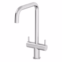 Modern Mono Kitchen Sink Mixer Tap Twin Lever Stick Handles Swivel Chrome Faucet
