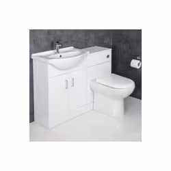 Bathroom Suite Single Ended Bath 1150mm Basin Vanity Unit Toilet Gloss White