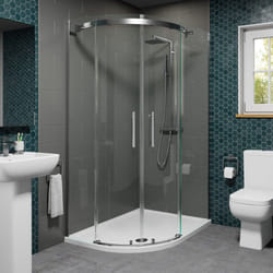 1200x800mm Offset LH Quadrant Shower Enclosure Frameless 8mm Glass Tray & Waste
