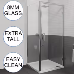 1000 x 800mm Framed Hinged Shower Enclosure Door Side Panel Walk-In 8mm Glass