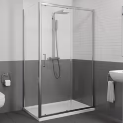 1000 x 700mm Sliding Shower Door & Side Panel Enclosure 8mm Framed Tray & Waste
