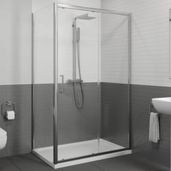 1000 x 700mm Sliding Shower Door & Side Panel Enclosure 8mm Framed Tray & Waste