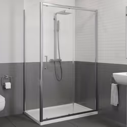 1000 x 760mm Sliding Shower Door & Side Panel Enclosure 8mm Framed Tray & Waste