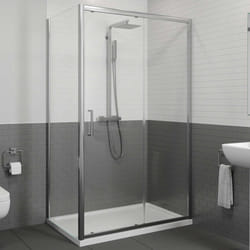 1000 x 760mm Sliding Shower Door & Side Panel Enclosure 8mm Framed Tray & Waste