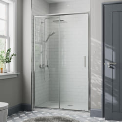 1200 x 800mm Sliding Shower Door Enclosure 8mm Glass Panel Framed Tray & Waste