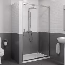 1200 x 900mm Sliding Shower Door Enclosure 8mm Glass Panel Framed Tray & Waste