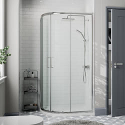 900 x 760mm LH Offset Quadrant Shower Enclosure Framed 8mm Glass Tray & Waste