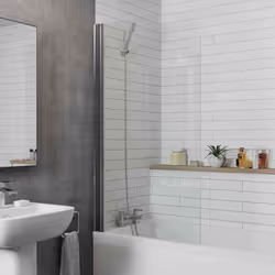 Modern Curved Single Ended 1700 Straight Bath Acrylic 4mm Toughened Glass Screen