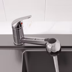 Modern Mono Kitchen Mixer Tap Pull Out Handheld Spray Round Single Lever Chrome