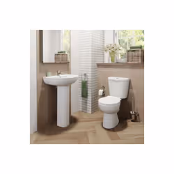 Bathroom Suite 1600mm White Curved Bath Toilet WC Basin Sink Tap Shower Mixer
